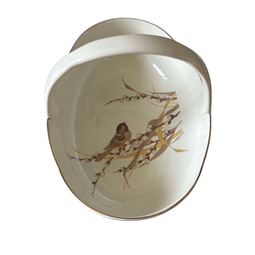 Otagiri Vintage Brown Songbird Ceramic Dish With Handle